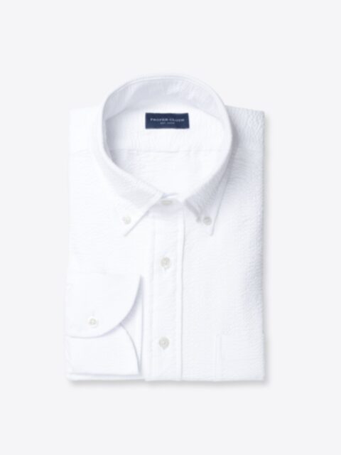 Shop White Lightweight Stretch Seersucker