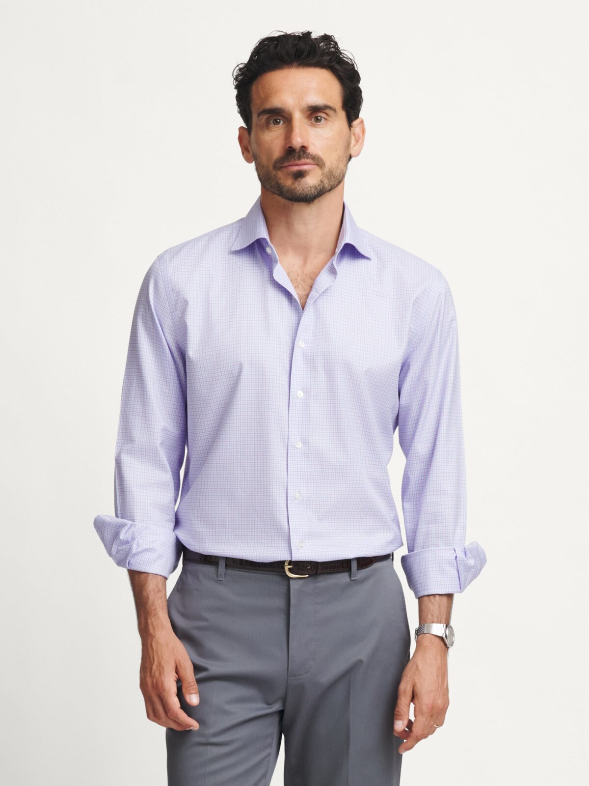 lavender gingham dress shirt Hagen Shirts - Purple Gingham Dress Shirt
