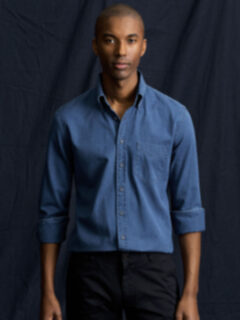 Dark Wash Indigo Denim Twill Shirt by Proper Cloth