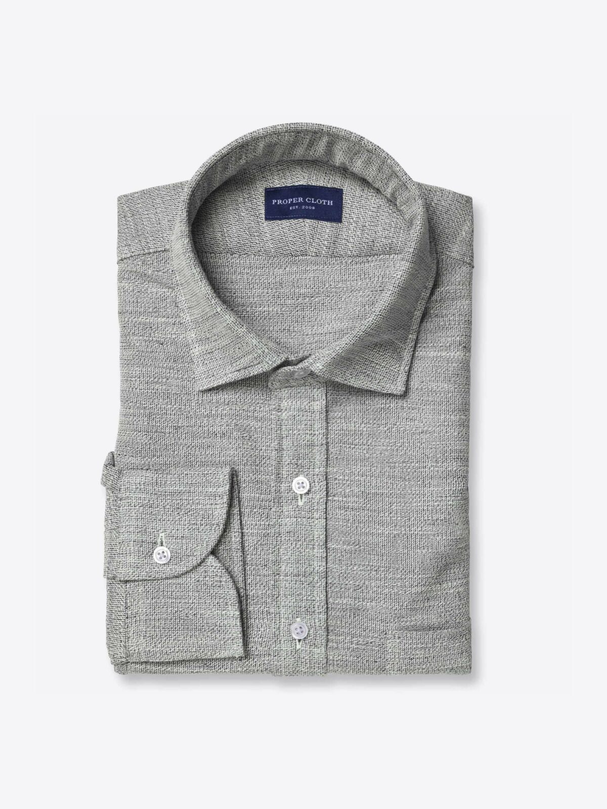 Portuguese Sage Melange Cotton Linen Basketweave Shirt by Proper Cloth