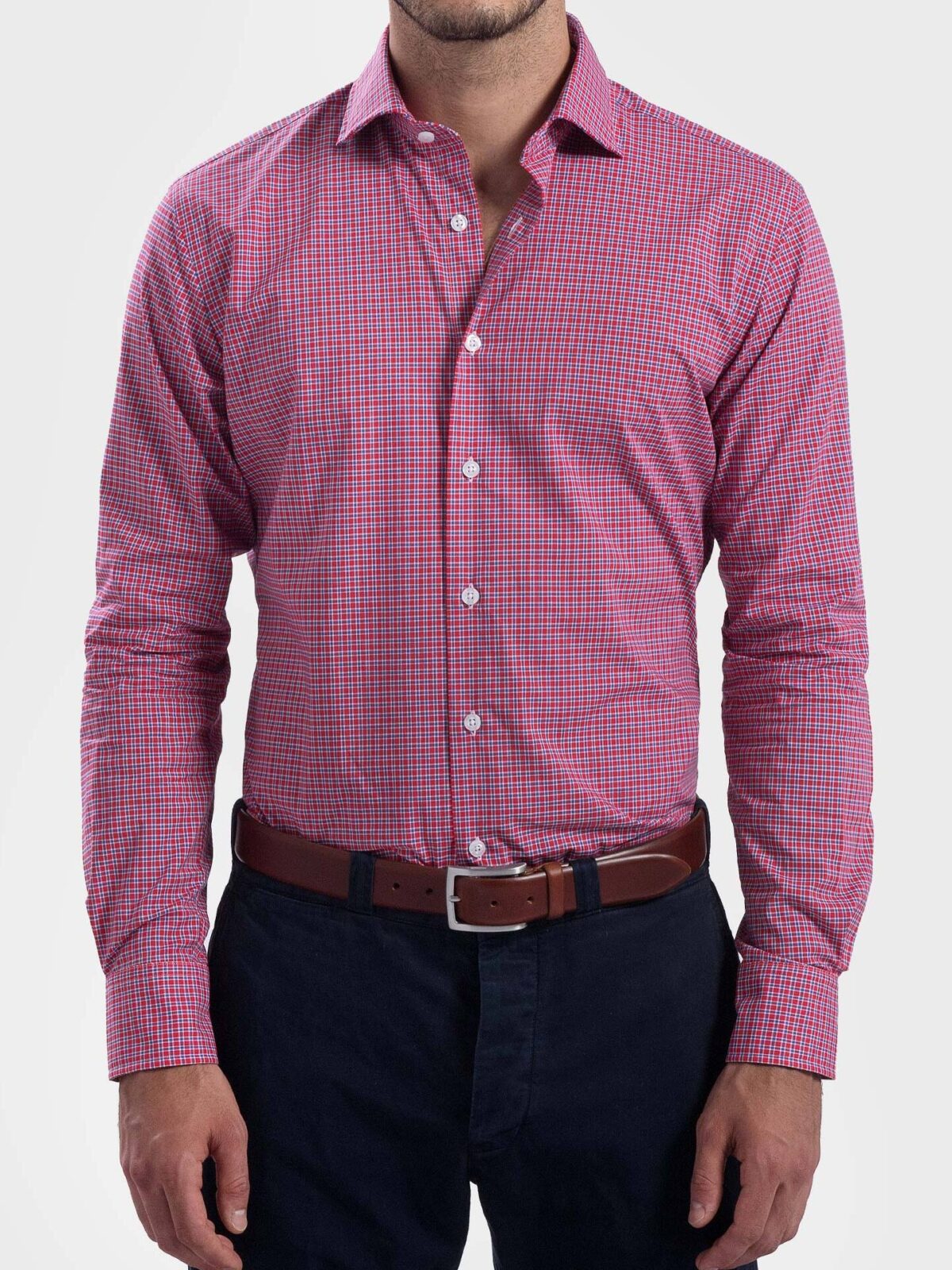 Thomas Mason Red and Blue Box Check Custom Dress Shirt Shirt by
