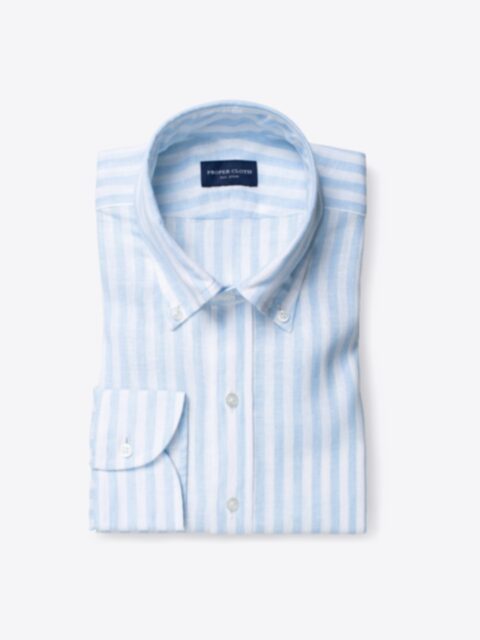 Shop Light Blue Bengal Stripe Linen