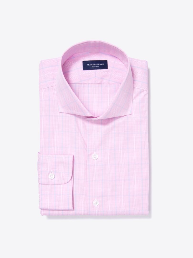 Carmine Pink Prince of Wales Check Custom Made Shirt 