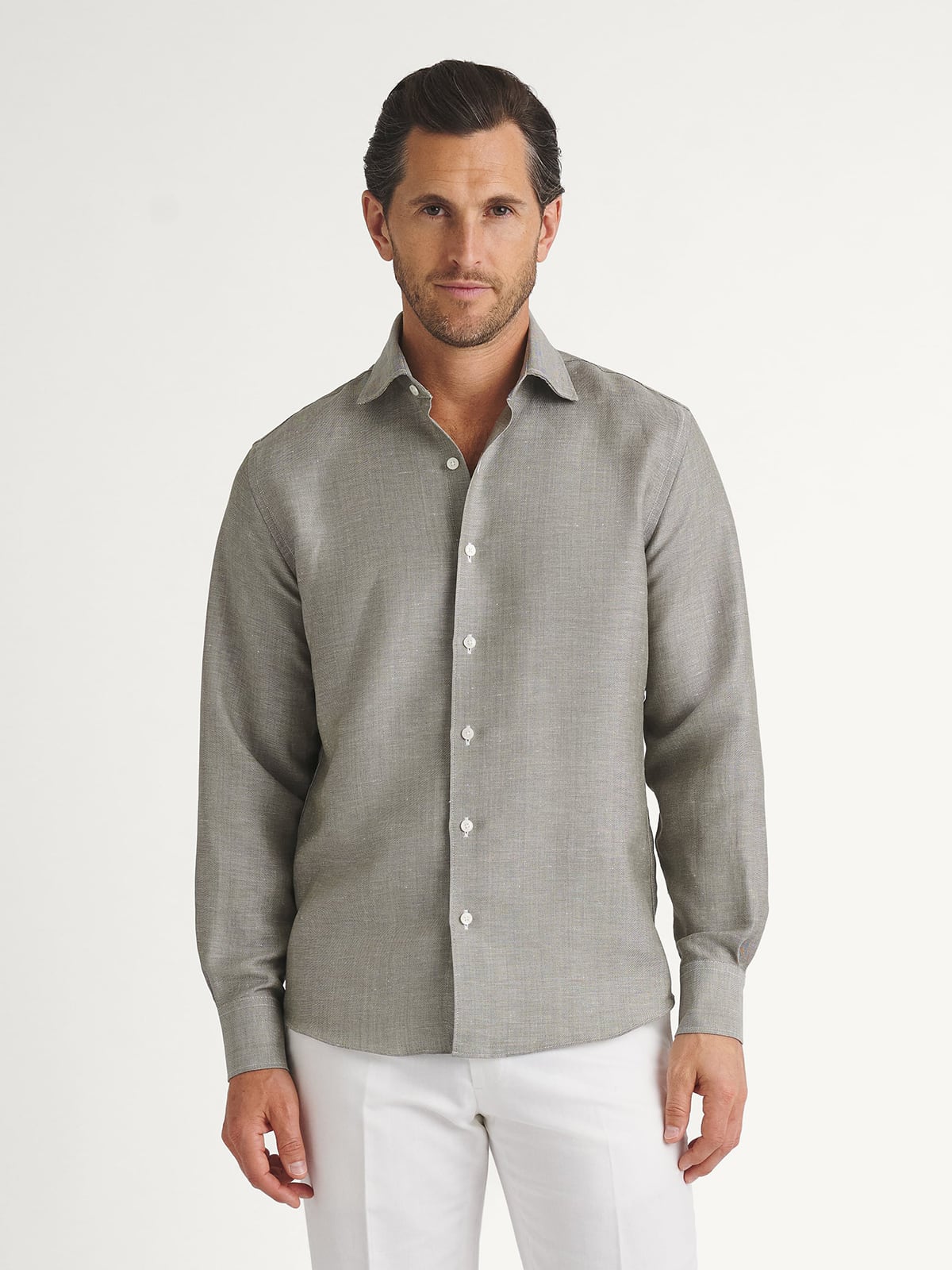 Reda Sage Merino and Linen Blend Shirt