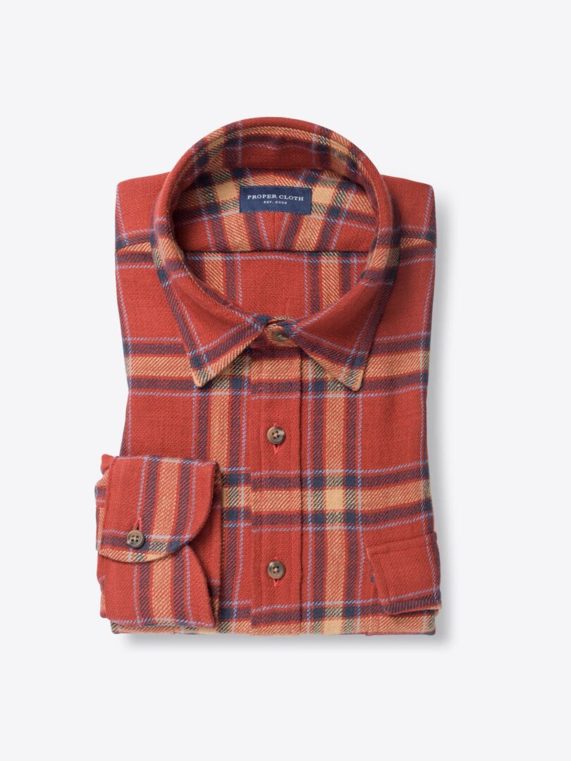 Japanese Washed Scarlet and Gold Country Plaid 