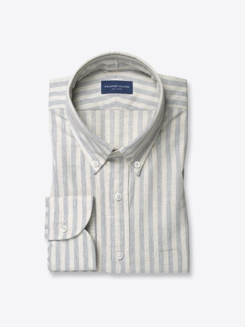 Albiate Light Grey Recycled Cotton Stripe 