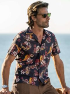 Albiate Black Red and Gold Floral Print Shirt by Proper Cloth Albiate Black Red and Gold Floral Print Shirt by Proper Cloth