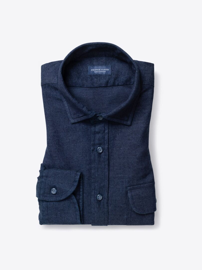 Albiate Washed Indigo Cotton and Wool Blend 