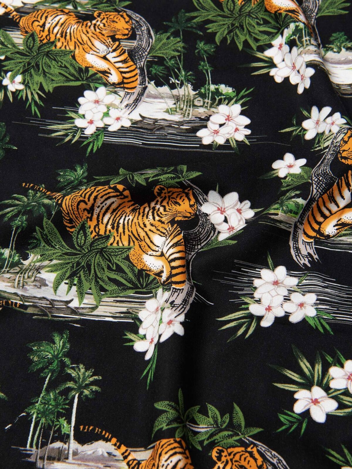 Tigers Fabric Japanese Chinese Oriental Cotton Black With 