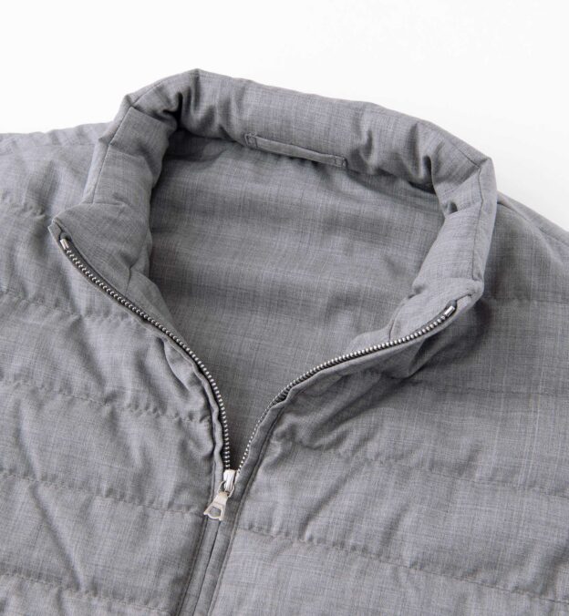 Brera Light Grey Merino Wool Zip Vest