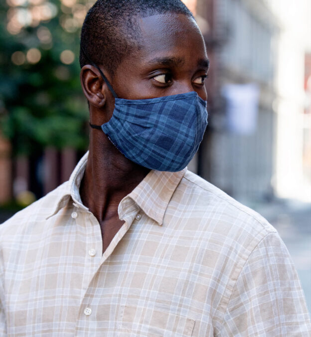 The Everyday Mask v1.3 Navy Plaid (Single Mask) by Proper Cloth