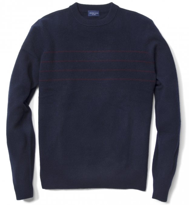 Navy and Red Stripe Cashmere Sweater by Proper Cloth