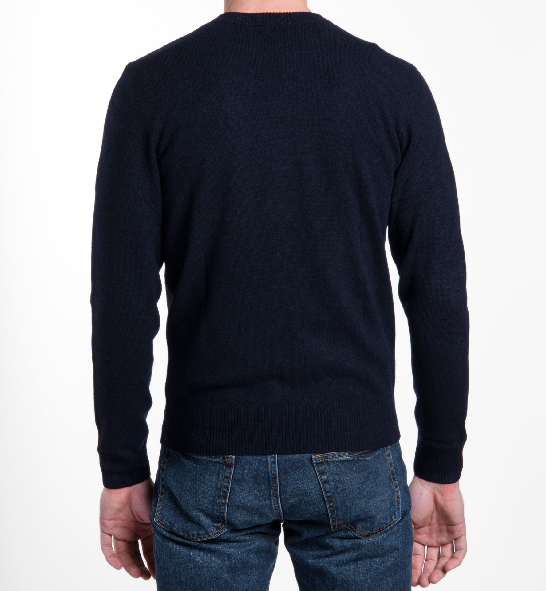 Navy and Red Stripe Cashmere Sweater by Proper Cloth