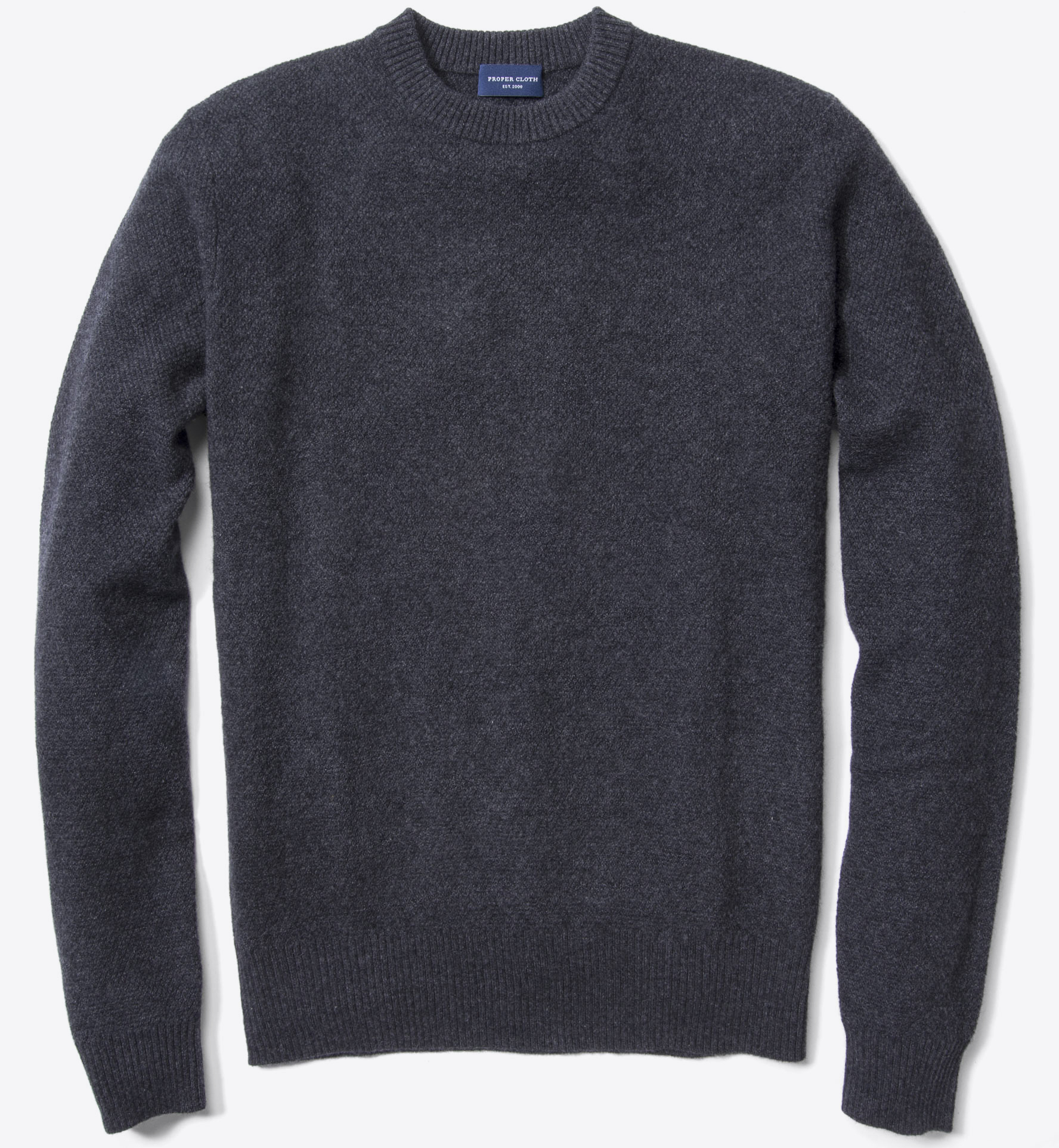 Charcoal Cobble Stitch Cashmere Sweater by Proper Cloth