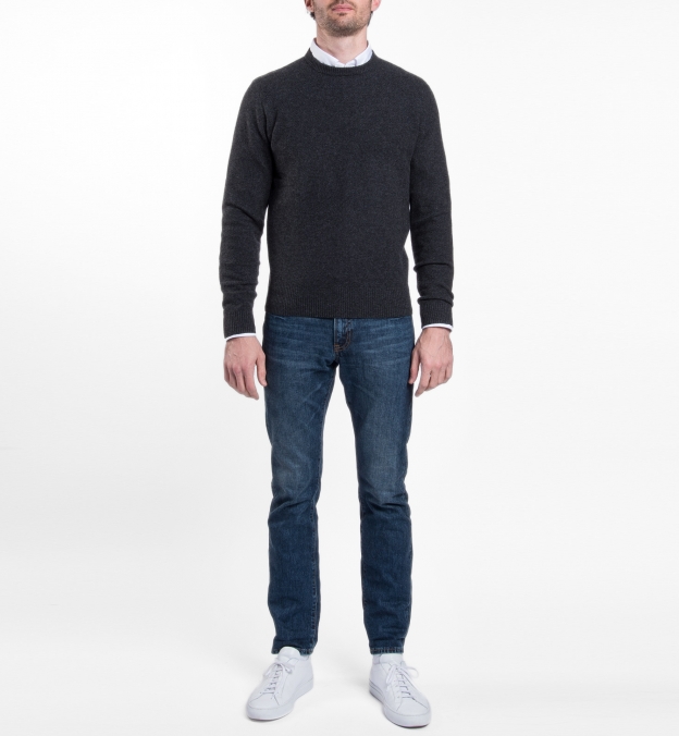 Charcoal Cobble Stitch Cashmere Sweater by Proper Cloth