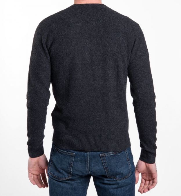 Charcoal Cobble Stitch Cashmere Sweater by Proper Cloth