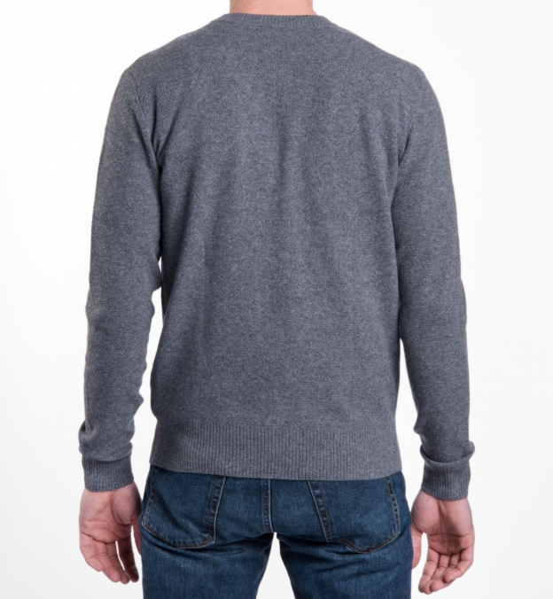 Grey Cobble Stitch Cashmere Sweater by Proper Cloth