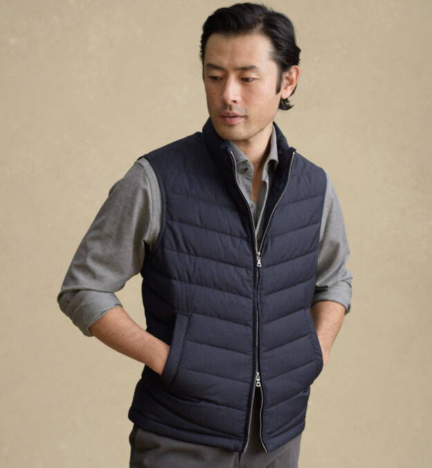navy wool vest