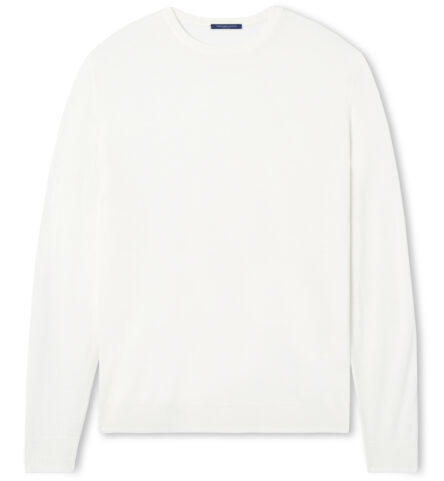 Thumb Photo of Cream Merino and Silk Crewneck Sweater – Lightweight