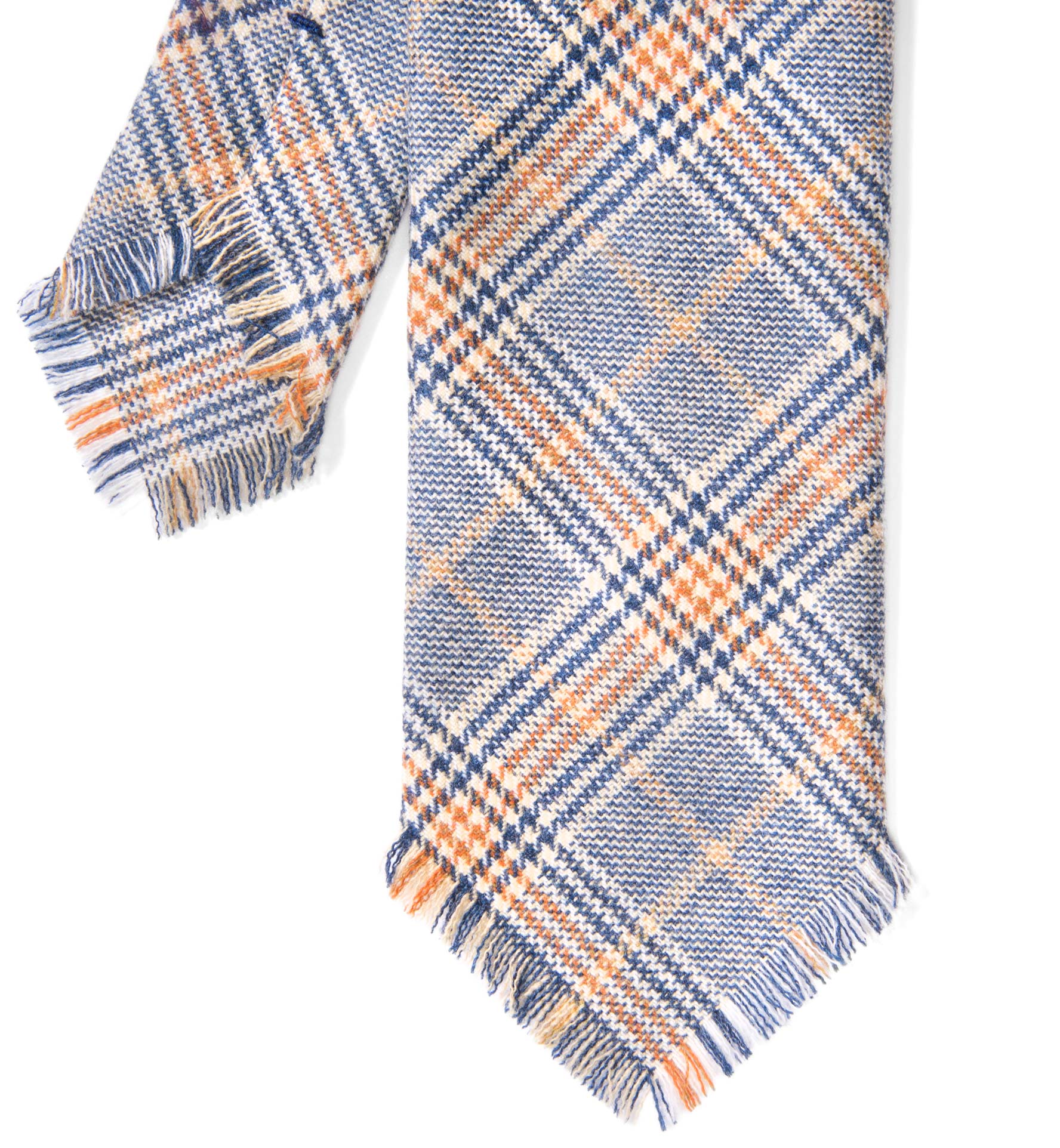 Corvara Light Blue Plaid Frayed Wool Tie by Proper Cloth