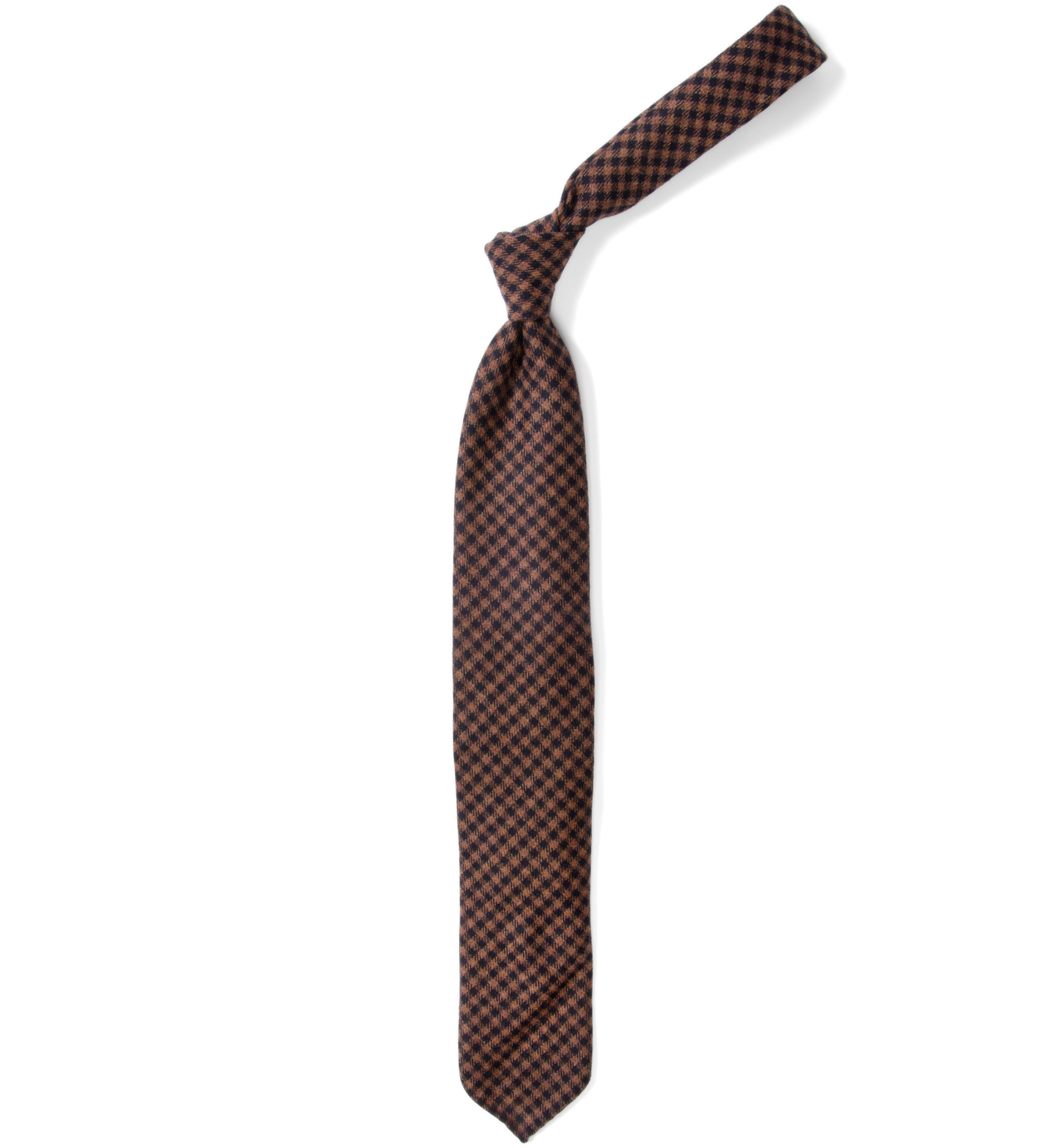 Siena Brown Wool Shepherds Check Tie by Proper Cloth