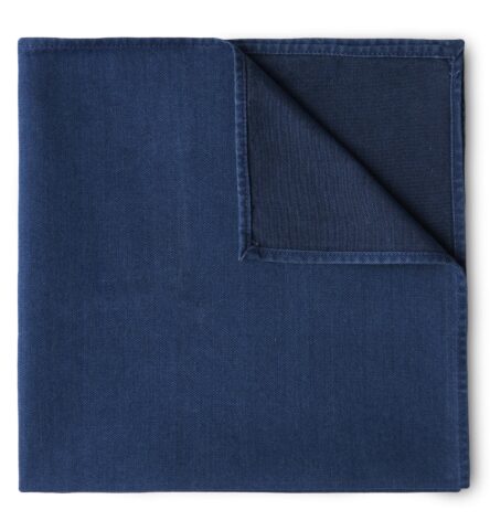 White Light Blue Tipped Pocket Square by Proper Cloth