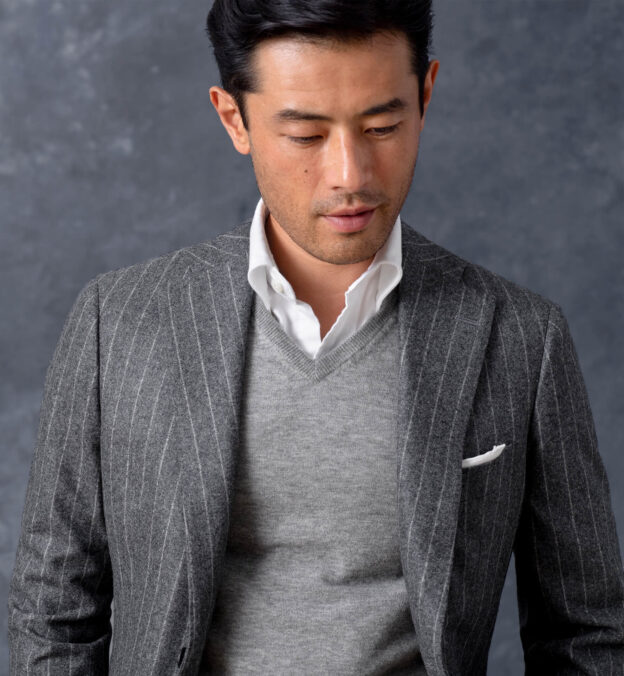 Biella S130s Merino V-Neck Sweater 