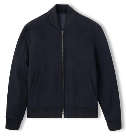 men's navy wool bomber jacket