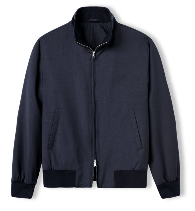 Proper Cloth Lucca Navy Merino Windbreaker