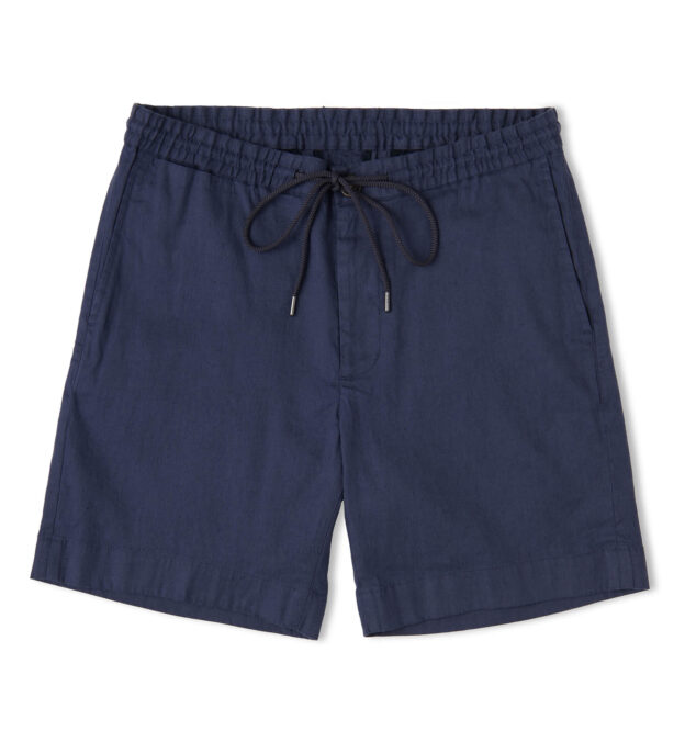 Navy Linen Blend Drawstring Shorts by Proper Cloth