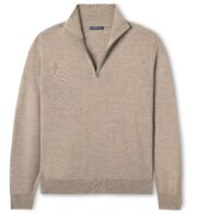 Thumb Photo of Taupe Merino and Silk Half-Zip Sweater