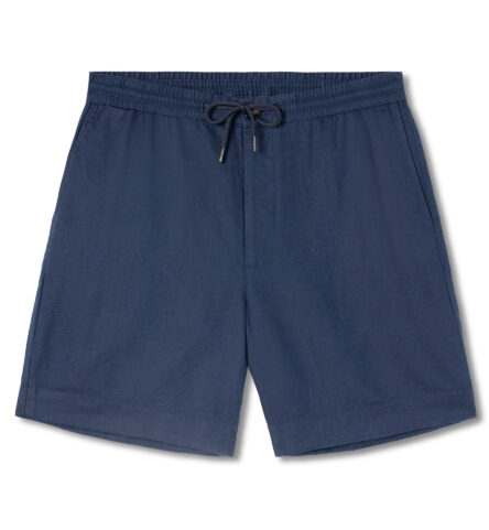 Thumb Photo of Navy Linen Blend Drawstring Shorts