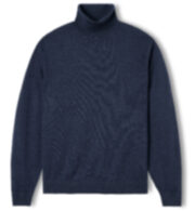 Thumb Photo of Navy Merino Cotton and Cashmere Turtleneck Sweater