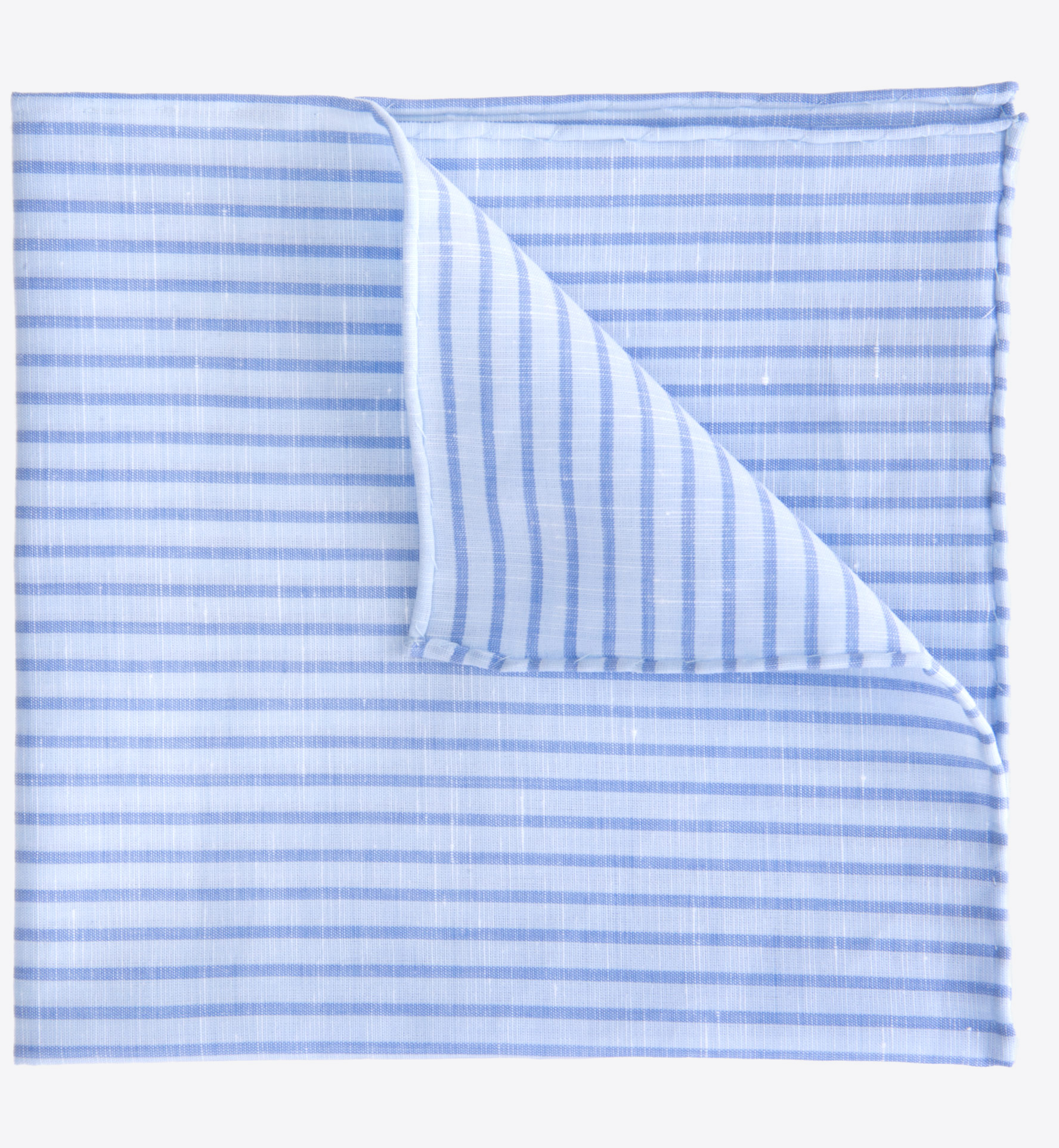 Blue Stripe Cotton Linen Pocket Square by Proper Cloth
