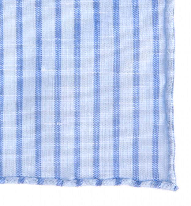 Blue Stripe Cotton Linen Pocket Square by Proper Cloth