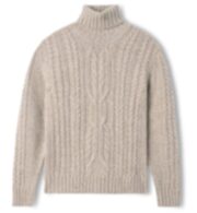 Thumb Photo of Beige Wool and Cashmere Aran Turtleneck