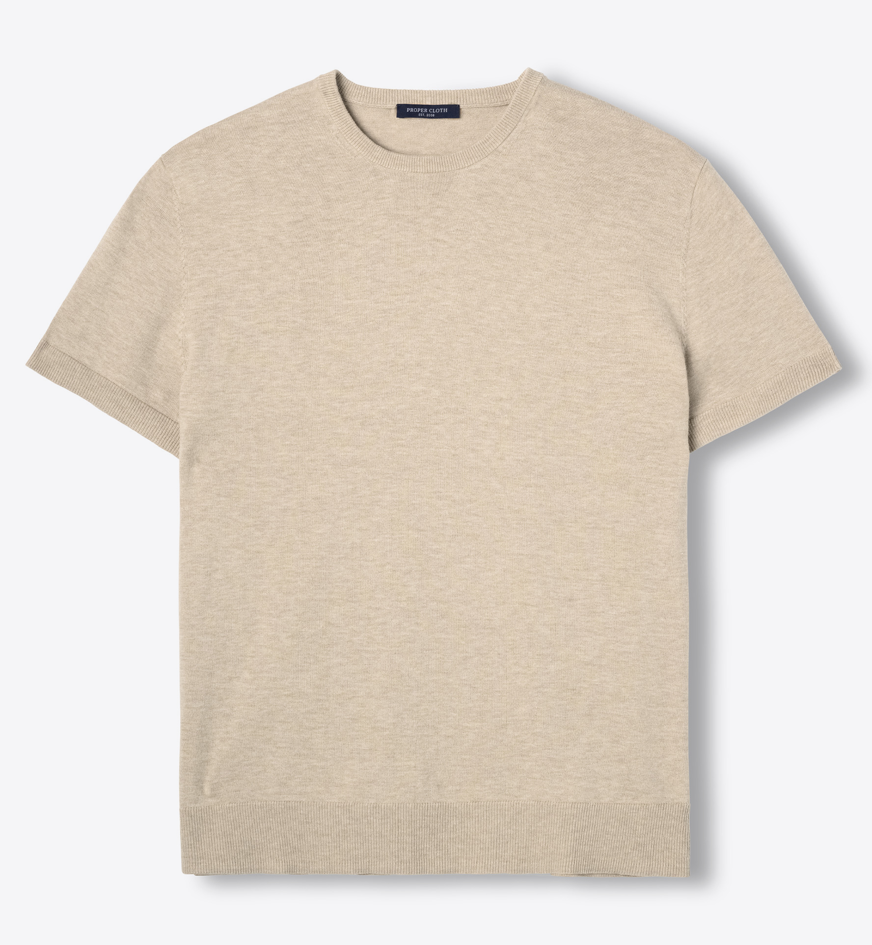 Beige Cotton and Silk Knit T-Shirt by Proper Cloth