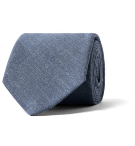 Thumb Photo of Indigo Linen Wool and Silk Blend Tie