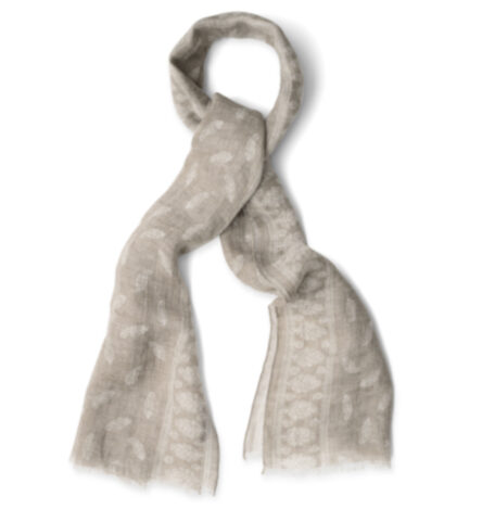 Thumb Photo of Taupe Block Print Linen Scarf