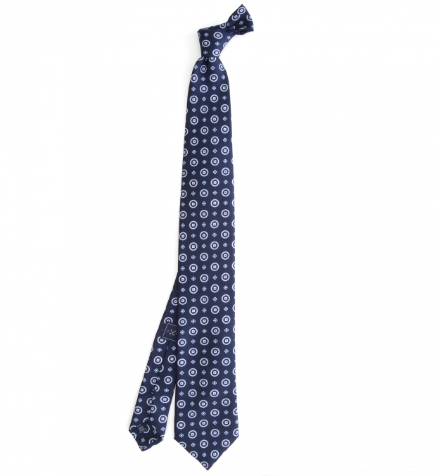 Navy Light Blue Large Foulard Tie by Proper Cloth