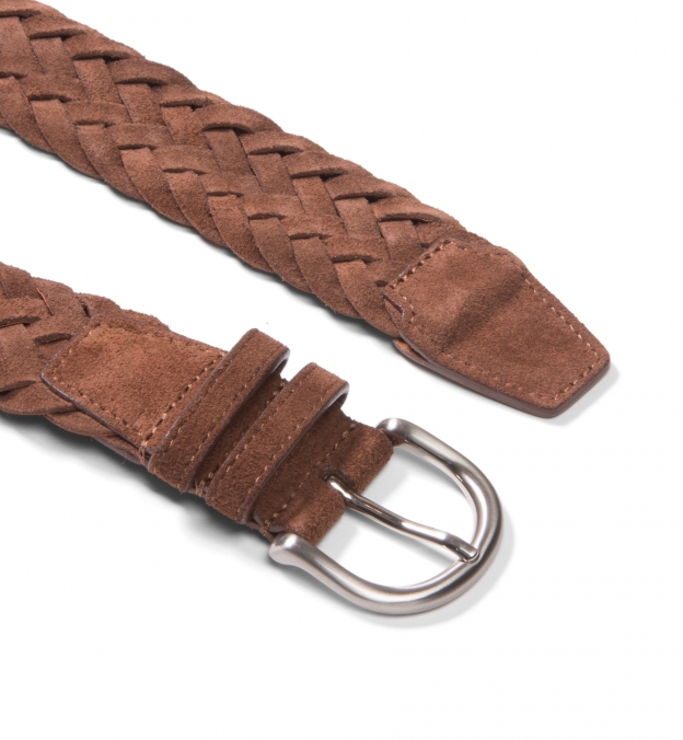 Brown Suede Braided Belt by Proper Cloth