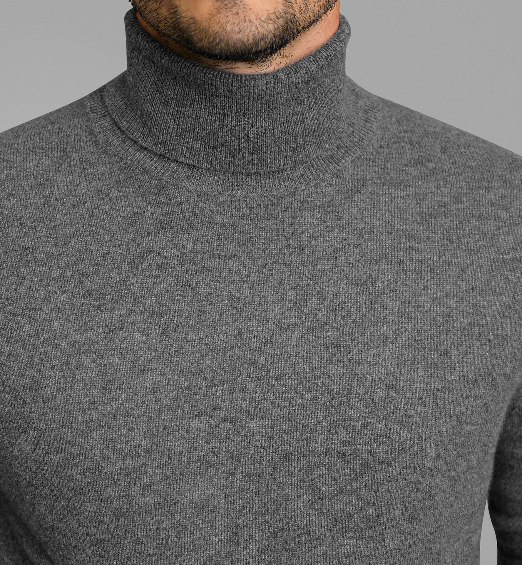 Grey Cashmere Turtleneck Sweater by Proper Cloth