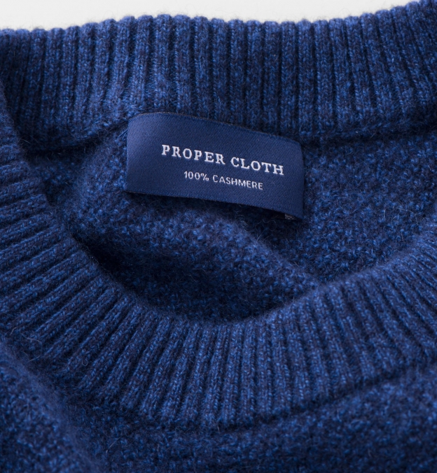 Indigo Cobble Stitch Cashmere Sweater by Proper Cloth