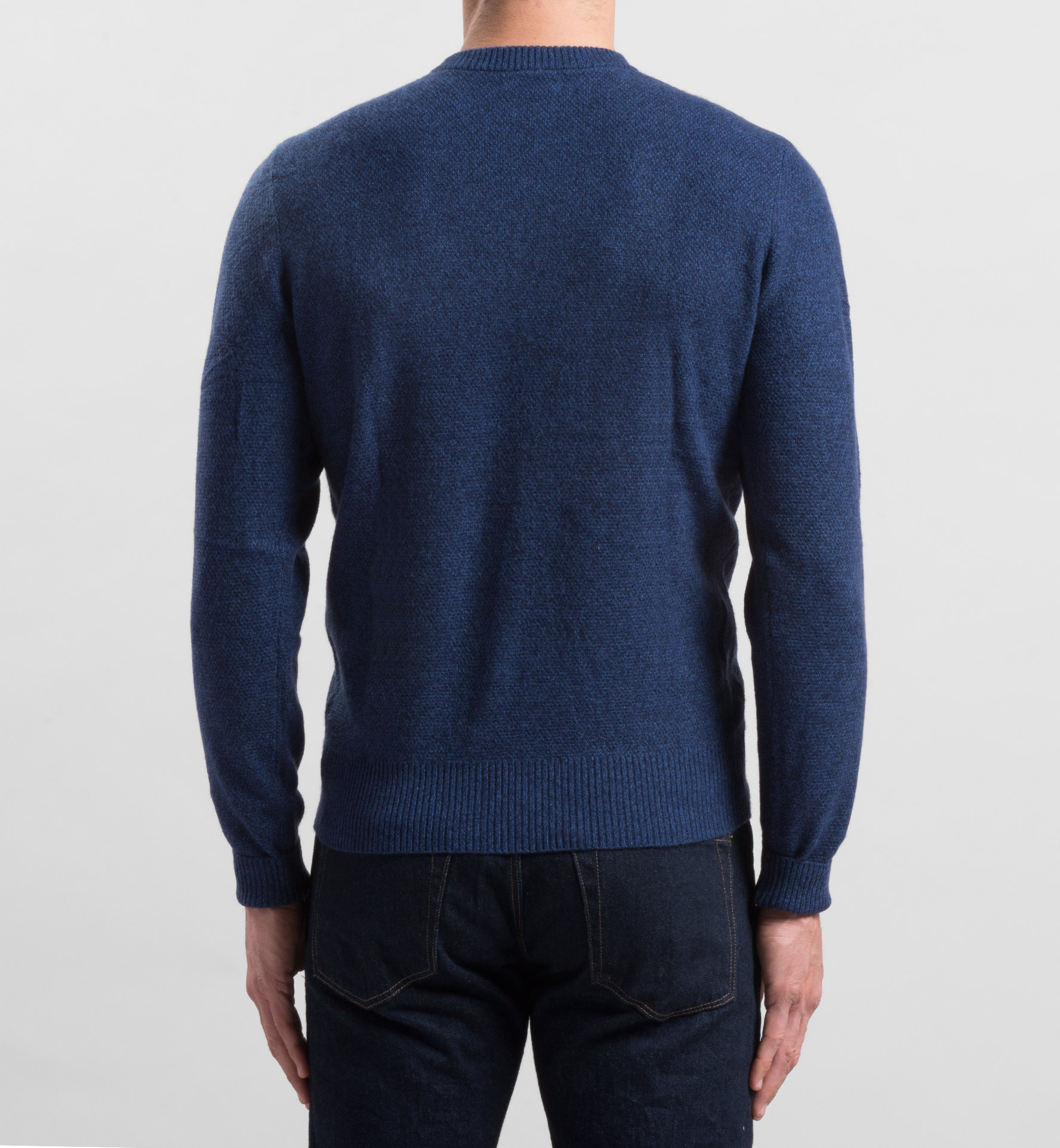 Indigo Cobble Stitch Cashmere Sweater by Proper Cloth