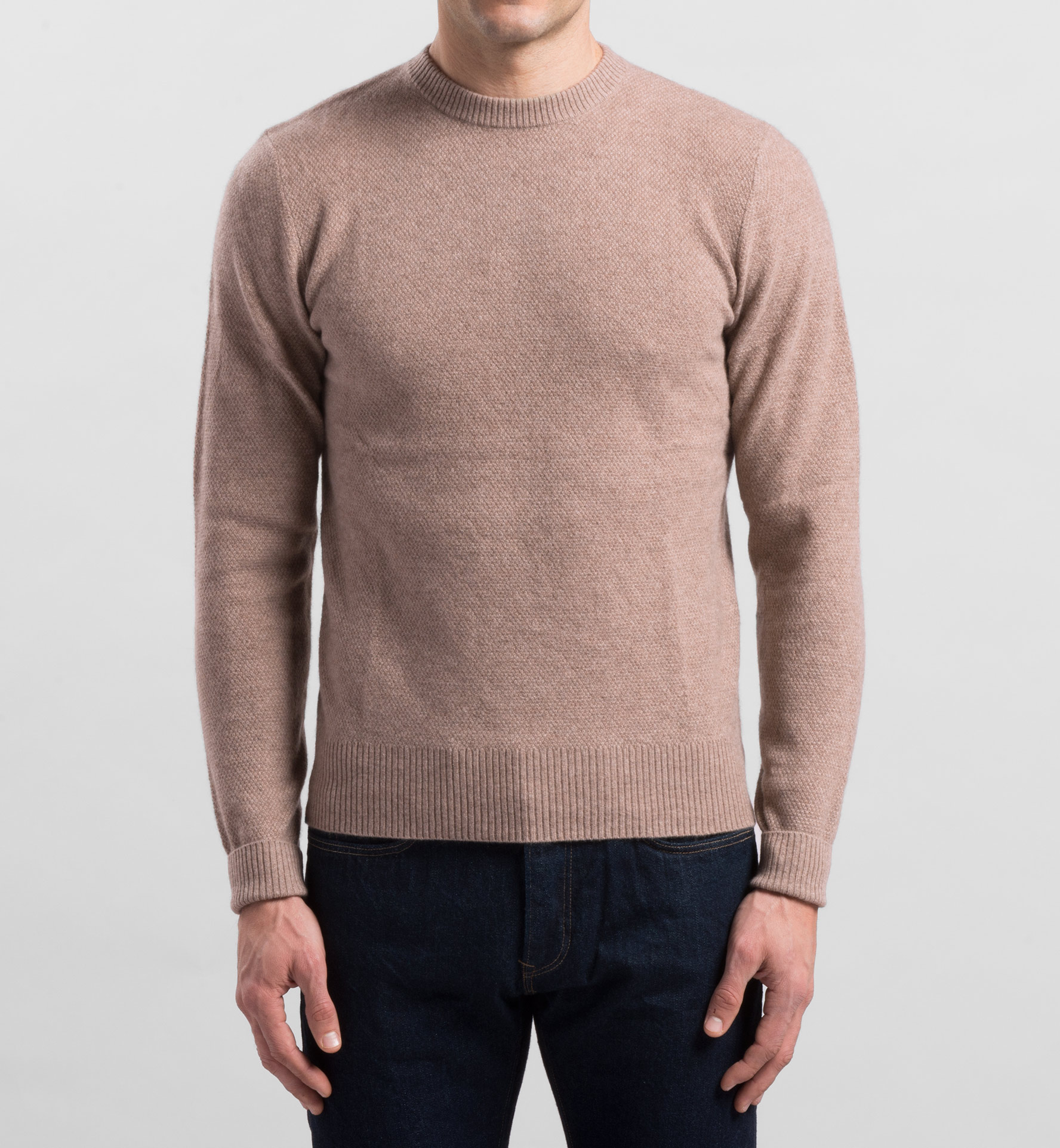 Camel Cobble Stitch Cashmere Sweater by Proper Cloth