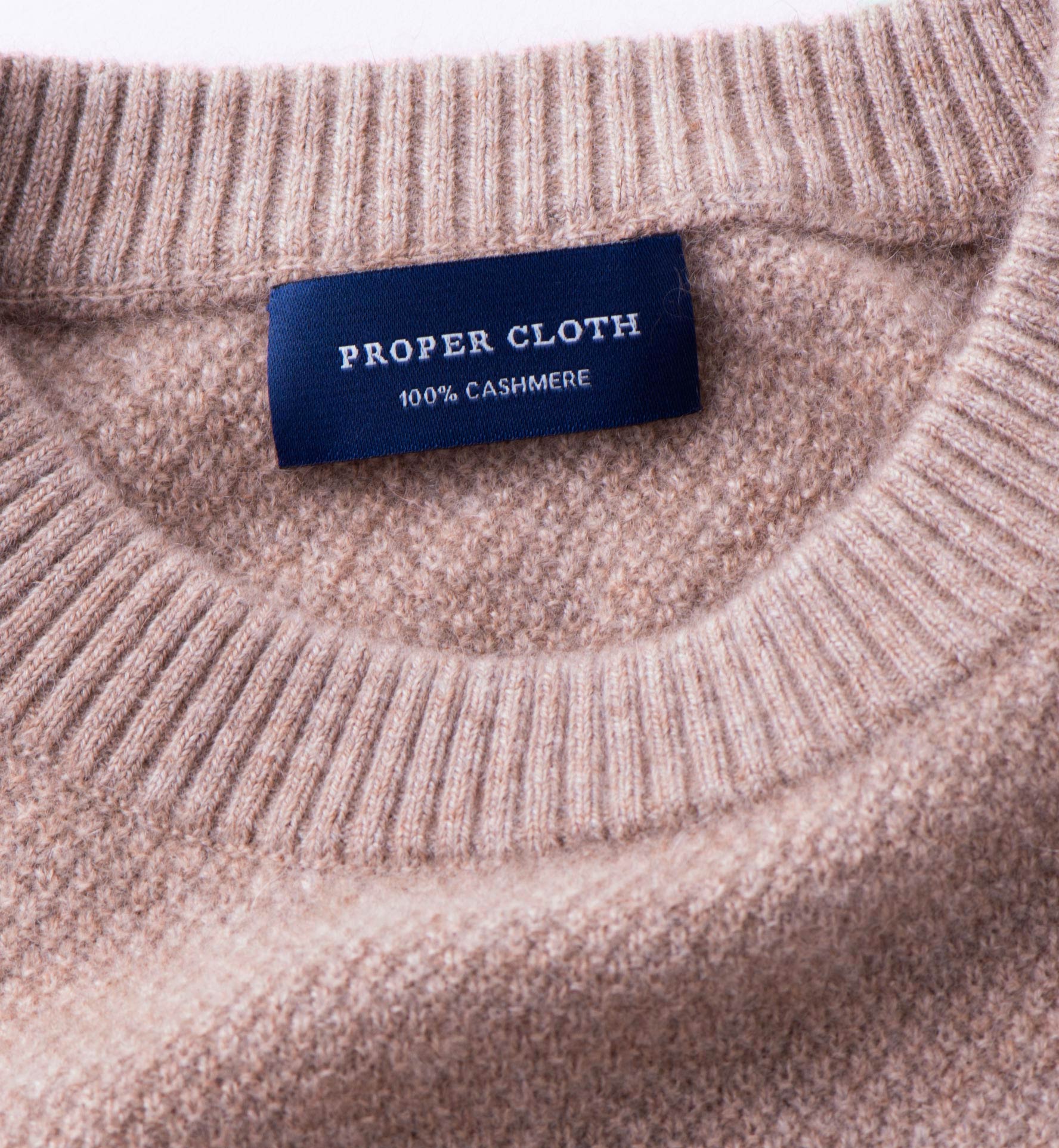 Camel Cobble Stitch Cashmere Sweater by Proper Cloth