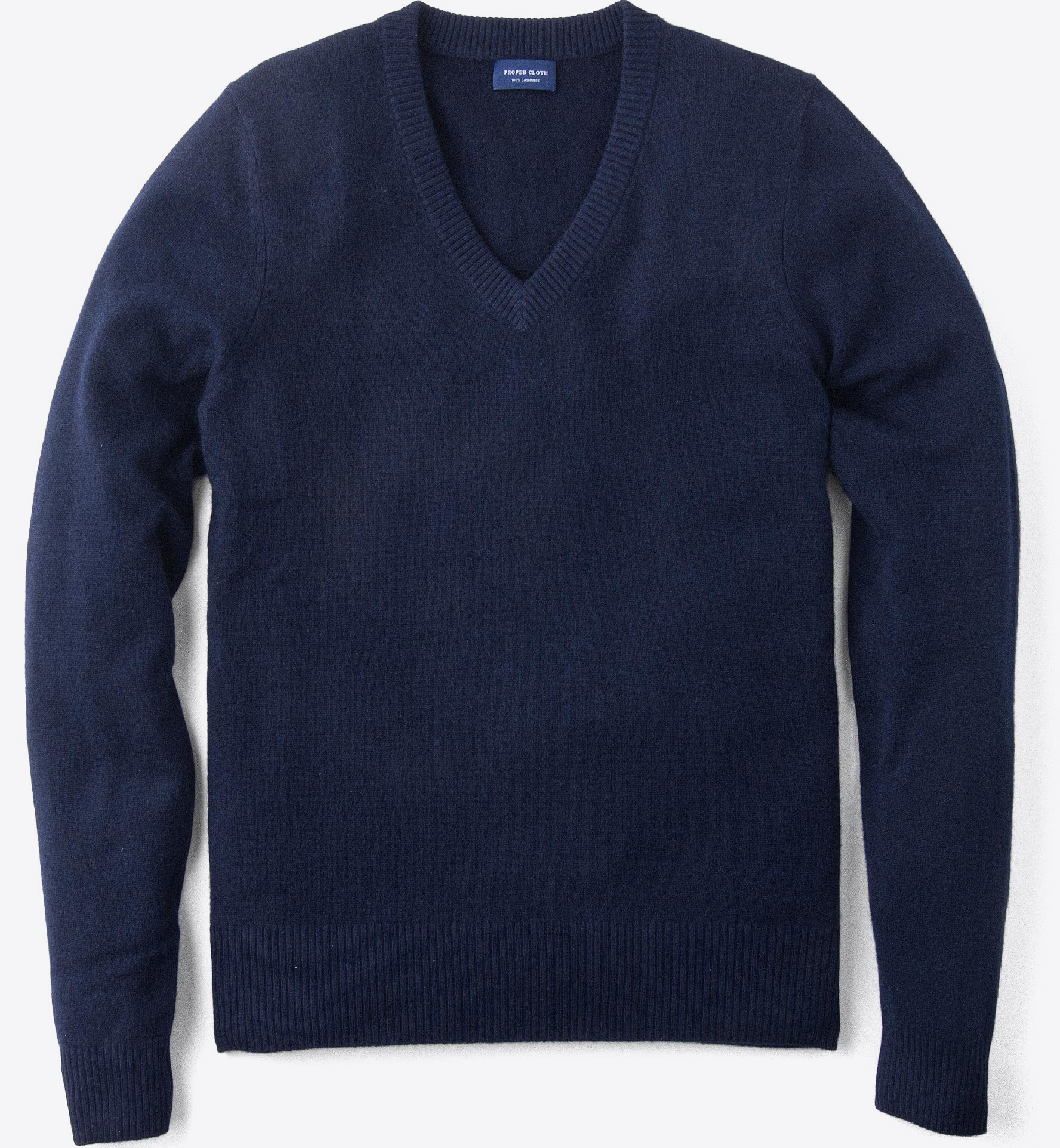 Navy Cashmere VNeck Sweater by Proper Cloth