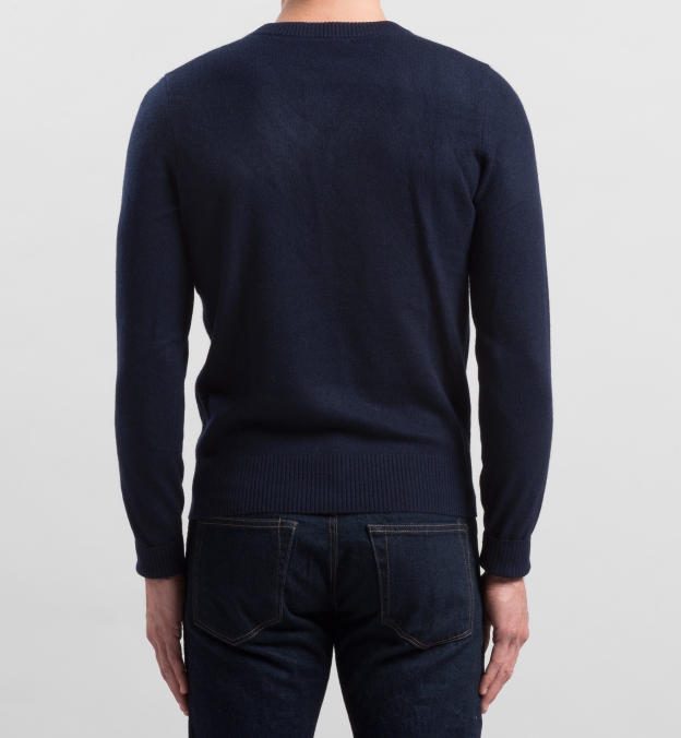 Navy Cashmere V-Neck Sweater by Proper Cloth