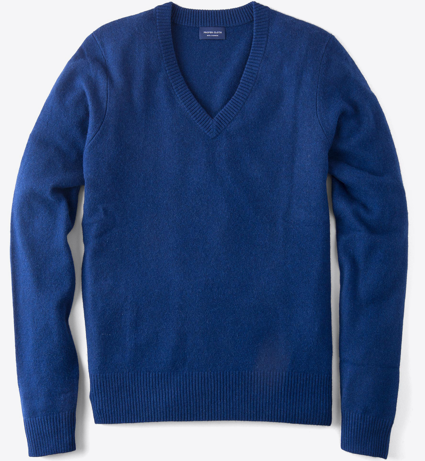 Royal Blue Cashmere V Neck Sweater By Proper Cloth