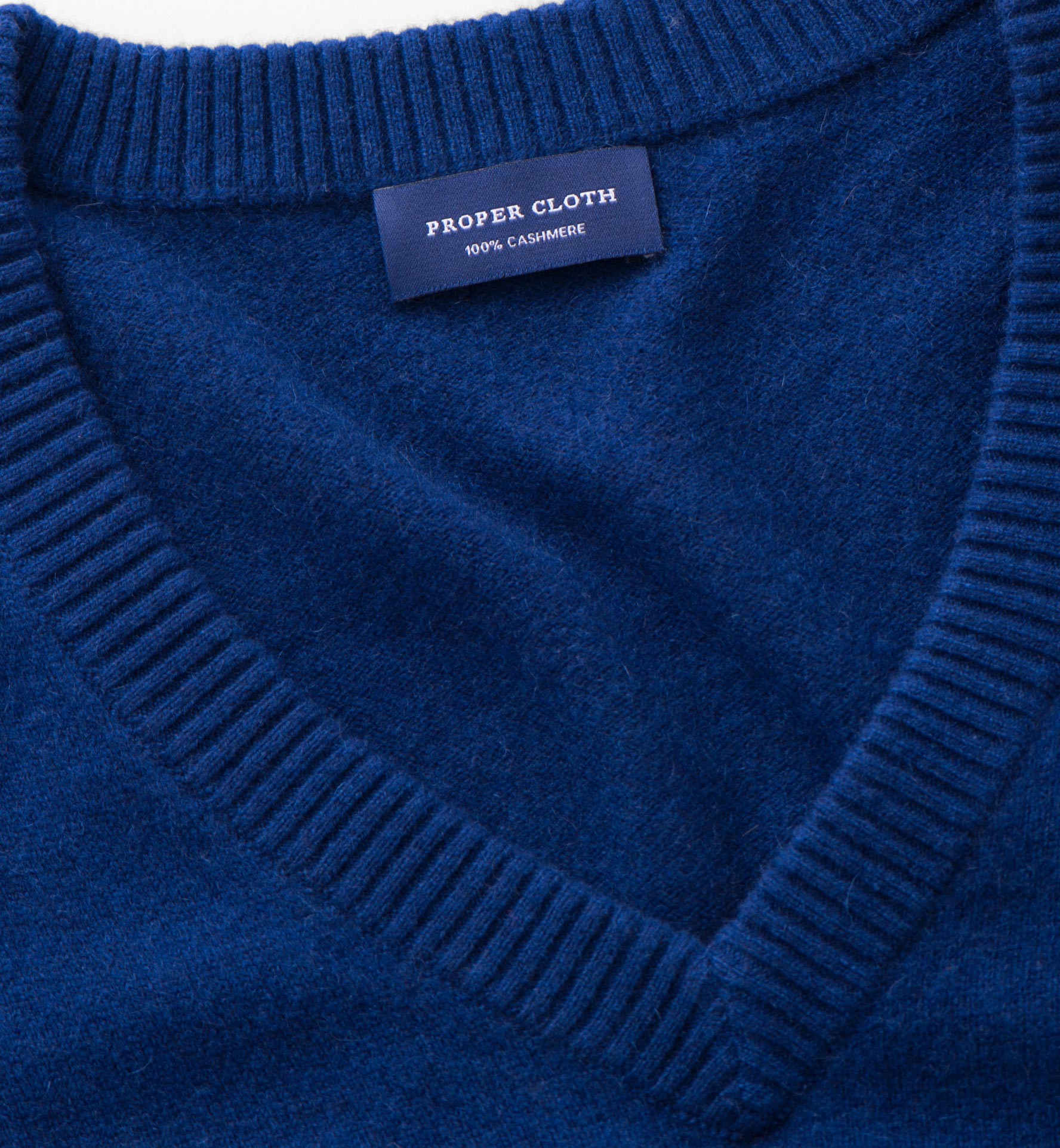 Royal Blue Cashmere V-Neck Sweater by Proper Cloth